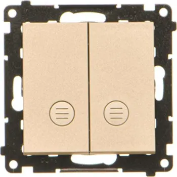 vypínač Tlačítko zapínací spínací 2 násobné, s orientačním LED, Simon 55 TP2L2.01/144, champagne metalizovaná