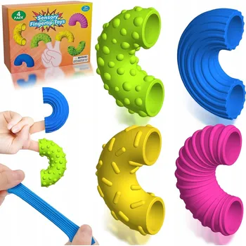 Hračka pro nejmenší Sada 4 Senzorických Kroužků | Antistresová Hračka Fidget pro Děti