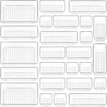 Úložný box Vtopmart Sada 37 ks Organizérů do zásuvek na stůl a organizér do lednice