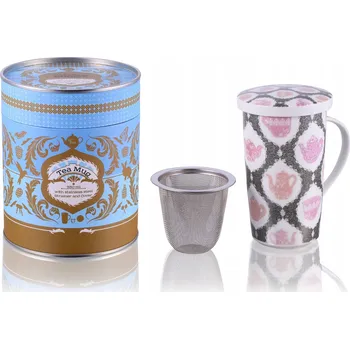 Porcelánový hrnek na čaj sítko na louhování čaje Jeřabina + dárek krabička