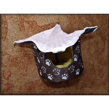 pelíšek pro malé zvíře Válcový DOMEK s HAMAKOU tlapky + světle růžový minky