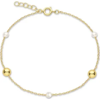 Šperk MINET Zlatý náramek s kuličkami a perlami Au 585/1000 1,90g