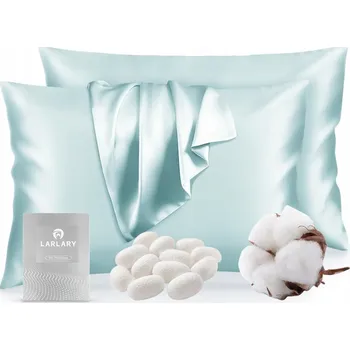 Povlak na polštářek SADA 2X HEDVÁBNÝ POVLAK NA POLŠTÁŘ HYPOALERGENNÍ 50x75cm MODRÝ