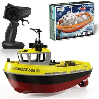 RC model auta RC člun 23,5 x 9,7 x 14,5 cm Elektrický lodní člun 8 km/h Dálkové ovládání 50 m Lithiová baterie 3,7 V 600 mAh USB nabíjení Voděodolná hračka pro chlapce žlutá
