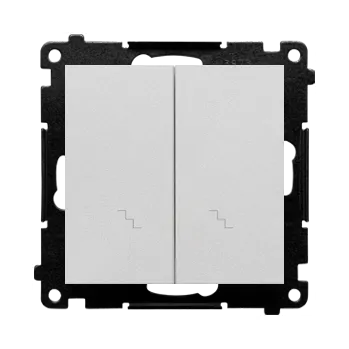 vypínač Vypínač střídavý 2 násobný, řazení 6+6, 10 A / 230 V~, bezšroubové svorky, Simon 55 TW6/2.01/143, hliníková