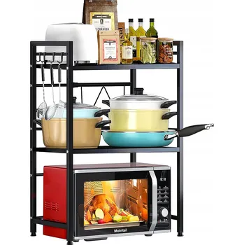 regál KUCHYŇSKÁ POLICE REGÁL NA MIKROVLNNKU KOŘENKY ORGANIZÉR KOVOVÝ NASTAVITELNÝ