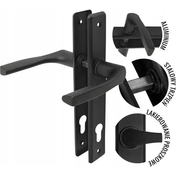 Dveřní kování KLIKA KE DVEŘÍM 90 MM PRO VLOŽKU ČERNÁ ADGO