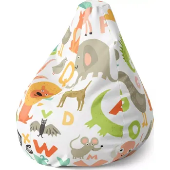 Sedací pytel Sablio Sedací vak Pear Zoo abeceda - 70 x 95 x 15 cm