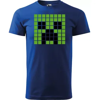 Pánské tričko Sablio Tričko s potiskem Blocks Creeper Green - modré 5XL