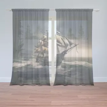 Záclona Sablio Záclony Plachetnice v rozbouřených vodách: 2ks 150x250cm