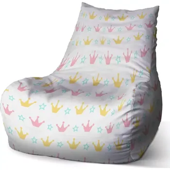 Sedací pytel Sablio Sedací vak Bean Růžové korunky na bílé - 60 x 70 x 70 cm