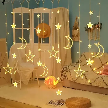 Vánoční dekorace Světelný závěs Girlanda Świąteczna Hvězdičky Vánoční Osvětlení Na Stromeček na okno 3 m