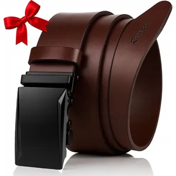 Opasek Pánský Pásek AUTOMAT Kožený elegantní opasek ke kalhotám KRABIČKA Hnědý 135cm