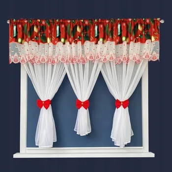 Obraz VÁNOČNÍ ZÁCLONA 400x150cm červená se zvonky a ozdobami VOÁL OKENNÍ DEKORACE