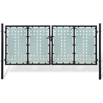 branka Černá jednokřídlá plotová branka 300 x 125 cm Černý 141692