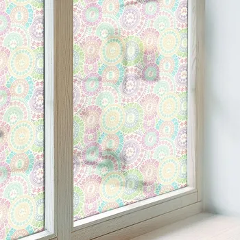 Okenní fólie Mléčná dýha Fólie na okno Balkon Sklo Barevné mandaly 50x146