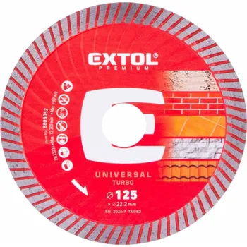 Řezný kotouč EXTOL PREMIUM kotouč diamantový řezný, turbo - suché i mokré řezání, O 125x22,2x2mm