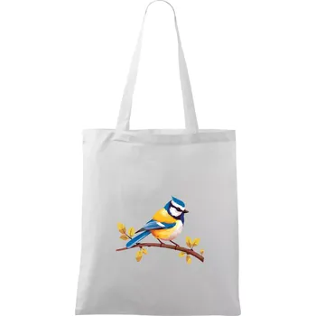 Sýkorka modřinka kreslená - Taška bavlněná - 42 x 38 cm ( Bílá )