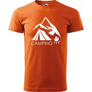 Pánské tričko Sablio Tričko s potiskem Camping - oranžové 2XL