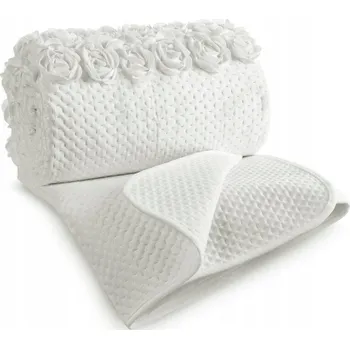 Přehoz na lůžko Přehoz na postel Eurofirany velur 170 cm x 210 cm Roses krémový s růžičkami