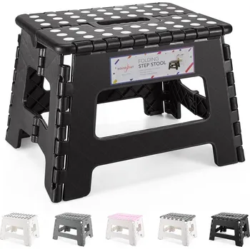 Stolička SKLÁDACÍ STOLIČKA PRO DĚTI S PROTISKLUZOVOU ÚPRAVOU DO KOUPELNY A KUCHYNĚ ČERNÁ