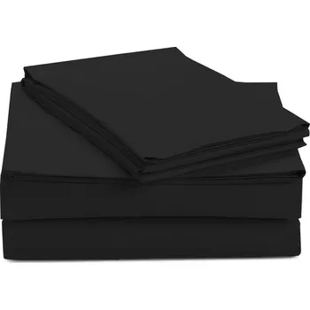 Prostěradlo PROSTĚRADLO BEZ GUMY MĚKKÉ BAVLNĚNÉ SATÉNOVÉ 140X200CM ČERNÉ