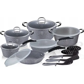 Sada nádobí Sada hrnců Berlinger Haus Grey Stone Touch hliníková 18 dílů