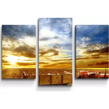 Obraz Sablio Obraz - 3-dílný Traktor s vlečkou - 75x50 cm