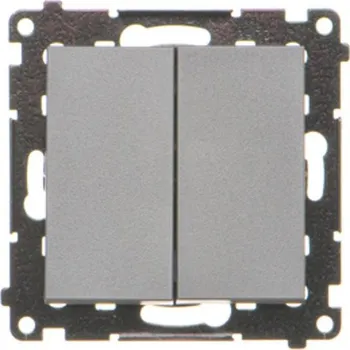 vypínač Tlačítko zapínací 2 násobné, řazení 1/0+1/0, 10 A / 230 V~, bezšroubové svorky, Simon 55 TP2.01/116, grafitová