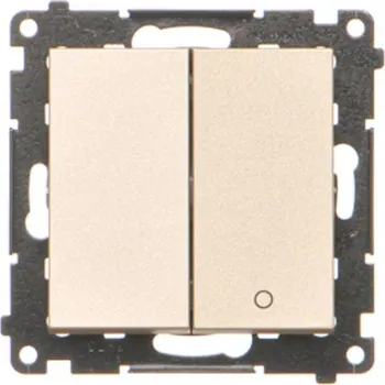 vypínač Vypínač jednopólový + spínač dvoupólový, 16 A / 230 V~, šroubové, Simon 55 TW12A.01/144, champagne metalizovaná