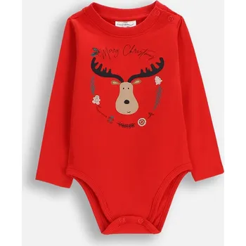 Body s dlouhým rukávem pro Kojenecké, motiv Sob, červené, velikost 074, značka Coccodrillo ZC5