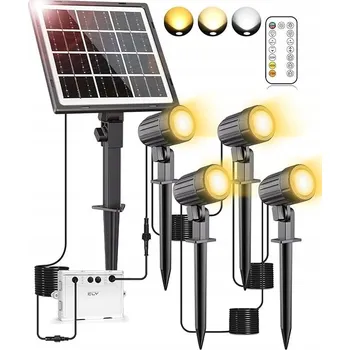 Venkovní osvětlení LED solární osvětlení 4x – zahrada, balkon, terasa, + DÁLKOVÉ OVLÁDÁNÍ IP66