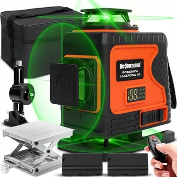 Měřící laser Laserová vodováha 4D, křížový laser, 360° PRO, zelený laser, 3000 mAh