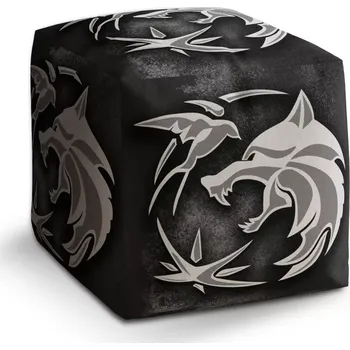 Taburet Sablio Taburet Cube Zaklínač Šedý abstrakt: 40x40x40 cm