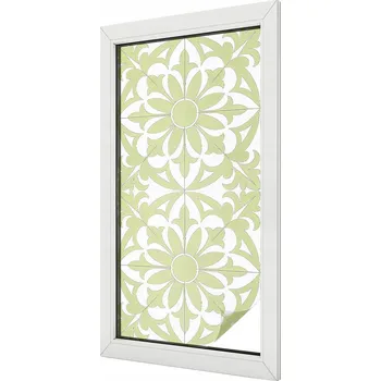 Okenní dekorace Fólie Okenní Samolepicí Mléčná Dekorativní Zelený ornament 50x100