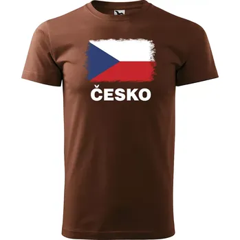 Pánské tričko Sablio Tričko s potiskem Česko - hnědé S