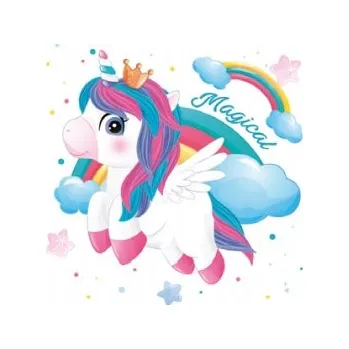 Papírový ubrousek Ubrousky 33x33cm Magical 20ks narozeninové pro dívku jednorožec