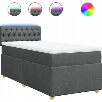 Postel Kontinentální postel s LED, tmavě šedá, 200 x 90 x 100,5 cm