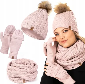Čepice Heyo sada: čepice, nákrčník (rolák), rukavice univerzální velikost růžová