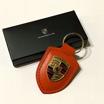 Přívěsek Na Klíče Porsche originální kožená Speciální edice 75. výročí Lava Orange