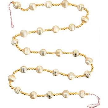 Vánoční dekorace Vánoční girlanda na stromeček LUCIA zlatá s rýhovanými kuličkami 170 HOMLA