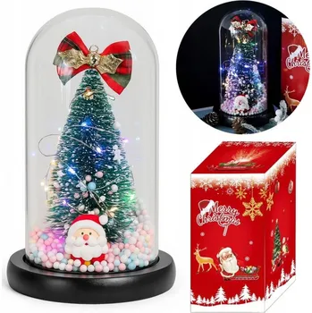 Vánoční světelná dekorace SVÍTÍCÍ VÁNOČNÍ STROMEČEK V KOPULI VÁNOČNÍ OSVĚTLENÍ NA STROMEČEK LED DEKORACE VE SKLE MULTIKOLOR