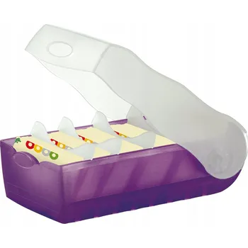 Vrták KRABIČKA NA KARTIČKY A7 900 KARET 5 PŘIHRÁDEK S KARTAMI A PODPĚRKAMI FIALOVÁ