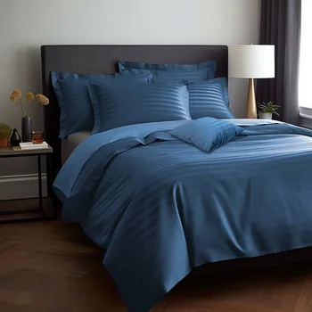 Povlečení Bavlněné Povlečení 140x200 bambusové proužky chrpa 4ks