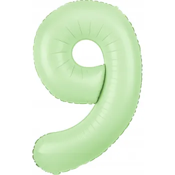 Balónek Fóliový balónek Číslice 9 Pistáciově zelená 100 cm Zelená pastelová Party Pal