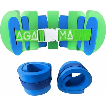Plavecký pás AGAMA SET plavecký pás SWIM + plavecké rukávky EVA (7dílů/do 14 kg) MODRÁ|ZELENÁ