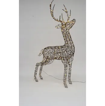 Vánoční světelná dekorace Zlatý LED sob, výška 200 cm