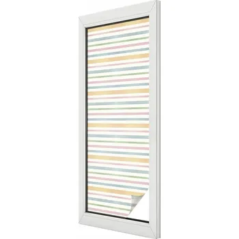 Okenní dekorace Dekorativní Fólie Mléčná Vitrážová s motivem Pastelové pruhy na okno 50x146