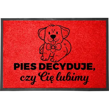 Rohožka VCHODOVÁ ROHOŽKA ČERVENÁ 40X60CM KE DVEŘÍM S HUMOREM | ROZHODUJE PES