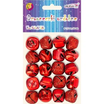 Vánoční dekorace Rolničky 1,5cm, 20ks metalické, červené